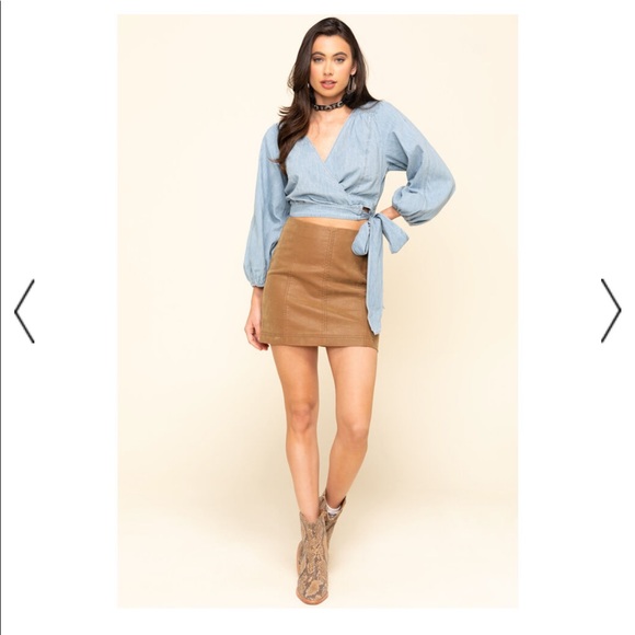 Free People Dresses & Skirts - NWT FREE PEOPLE CHESTNUT LEATHER MINI SKIRT